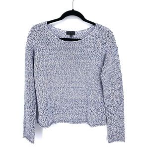 Lord & Taylor Boxy Blue Marled Crew Neck Sweater Size Small Petite